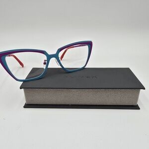 Fonex Titanium Eyeglass Frames Cat Eye Women 56-17-150 Purple Blue Red W/ Case‎
